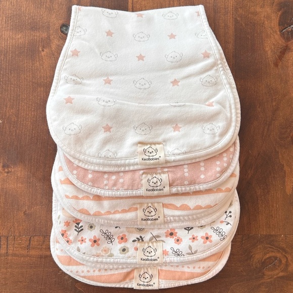 KeaBabies 5pk Organic Cotton Burp Cloths Pink - Picture 2 of 3